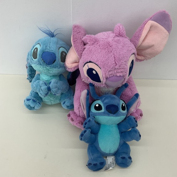 CUTE Soft Cuddly LOT Disney Lilo & Stitch Alien Angel Blue Pink Plush Dolls - Picture 1 of 5